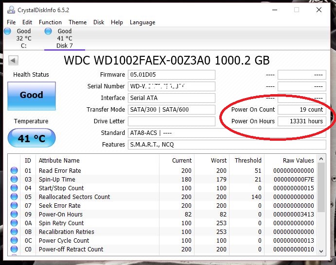 WD HD USED HOURS2